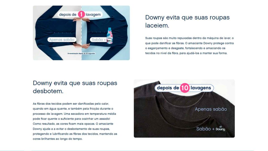 Screenshot of Downy's site for Brazil.