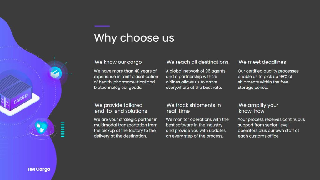 Screenshot of HM Cargo slides deck.